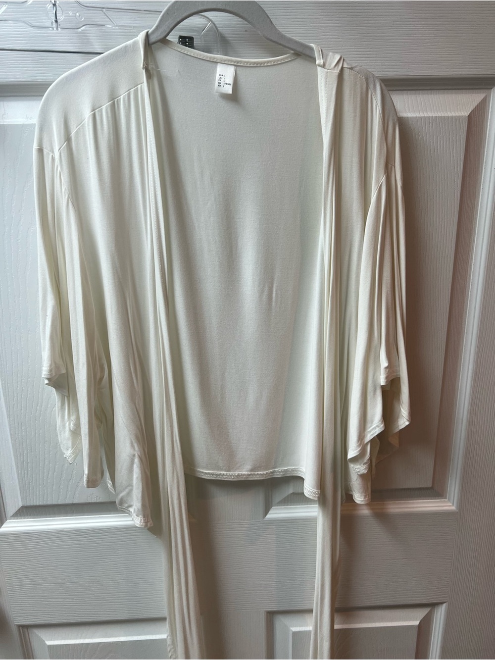 Lightweight Cream Open-Front Women’s Cardigan with tie front